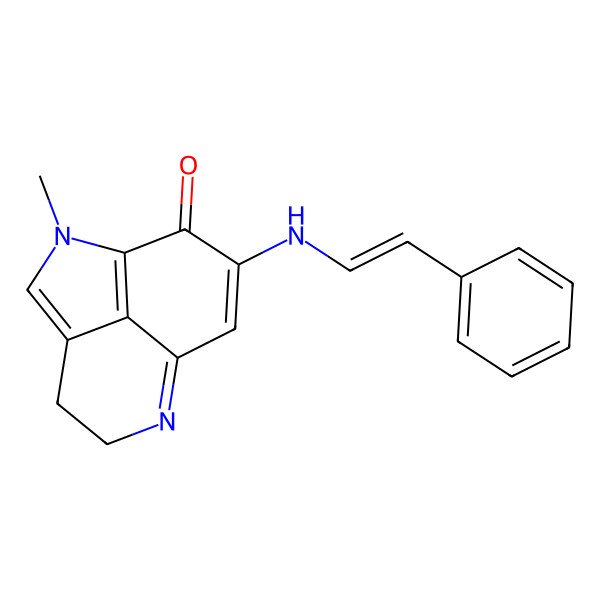 2D Structure of 2-Methyl-10-(2-phenylethenylamino)-2,7-diazatricyclo[6.3.1.04,12]dodeca-1(12),3,7,9-tetraen-11-one