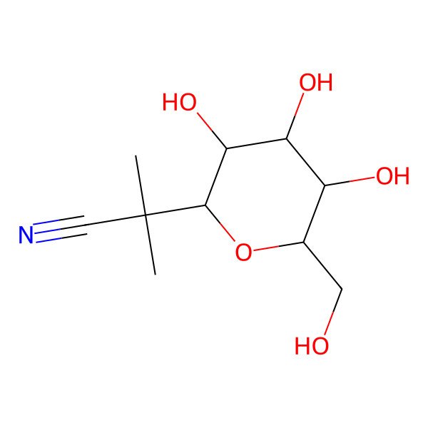 2D Structure of 2-Methyl-2-[3,4,5-trihydroxy-6-(hydroxymethyl)oxan-2-yl]propanenitrile