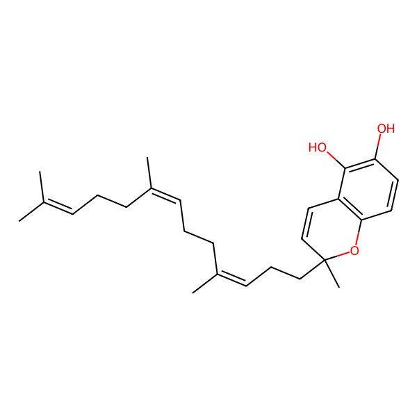 2D Structure of 2-methyl-2-[(3E,7E)-4,8,12-trimethyltrideca-3,7,11-trienyl]chromene-5,6-diol