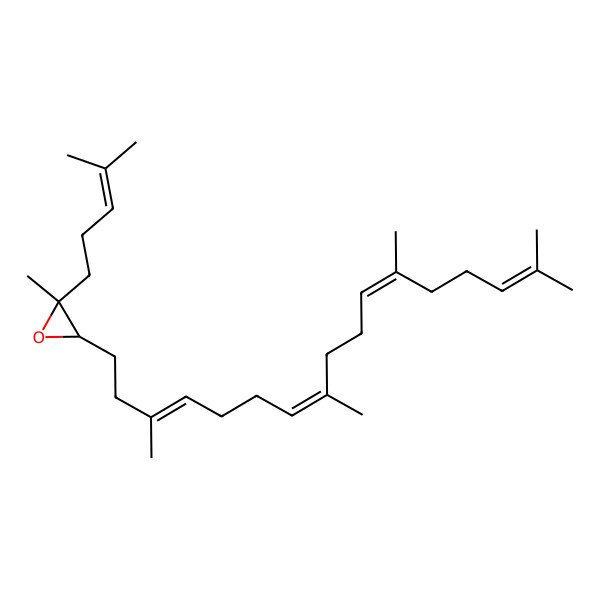 2D Structure of 2-Methyl-2-(4-methylpent-3-enyl)-3-(3,8,12,16-tetramethylheptadeca-3,7,11,15-tetraenyl)oxirane