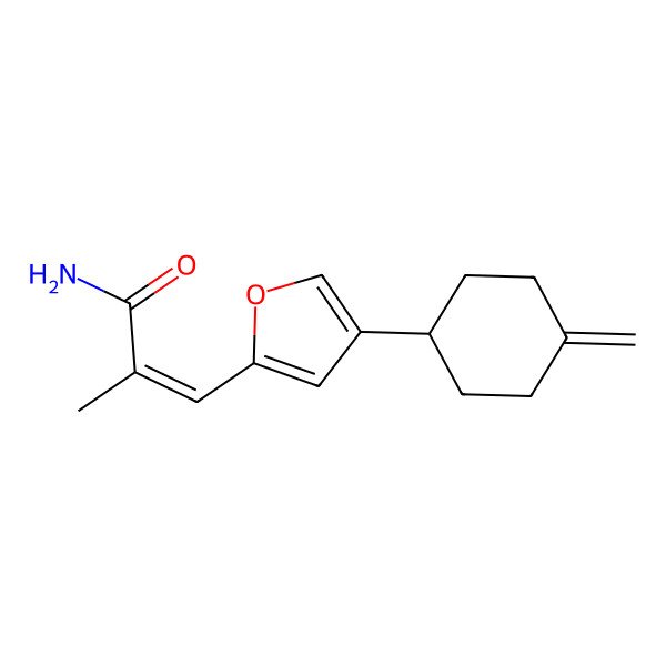 2D Structure of 2-Methyl-3-[4-(4-methylidenecyclohexyl)furan-2-yl]prop-2-enamide