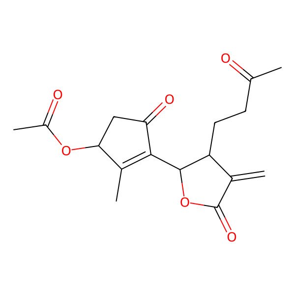 2D Structure of [2-Methyl-3-[4-methylidene-5-oxo-3-(3-oxobutyl)oxolan-2-yl]-4-oxocyclopent-2-en-1-yl] acetate