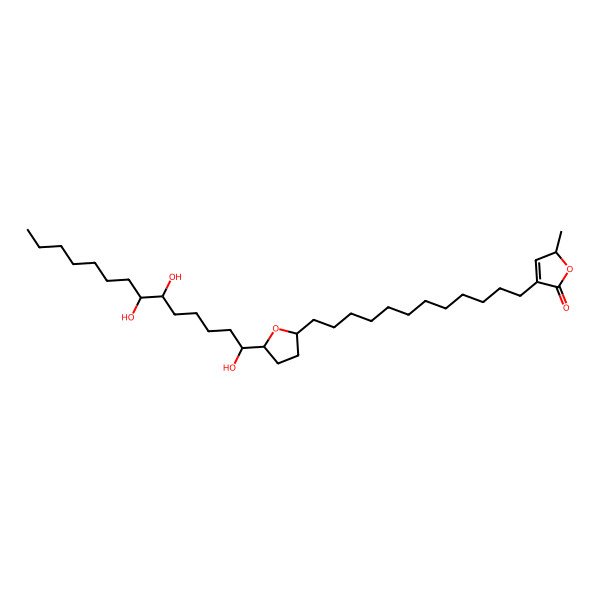 2D Structure of 2-methyl-4-[12-[5-(1,6,7-trihydroxytetradecyl)oxolan-2-yl]dodecyl]-2H-furan-5-one