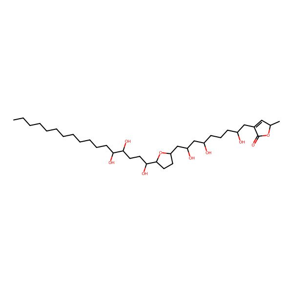 2D Structure of 2-methyl-4-[2,6,8-trihydroxy-9-[5-(1,4,5-trihydroxyheptadecyl)oxolan-2-yl]nonyl]-2H-furan-5-one