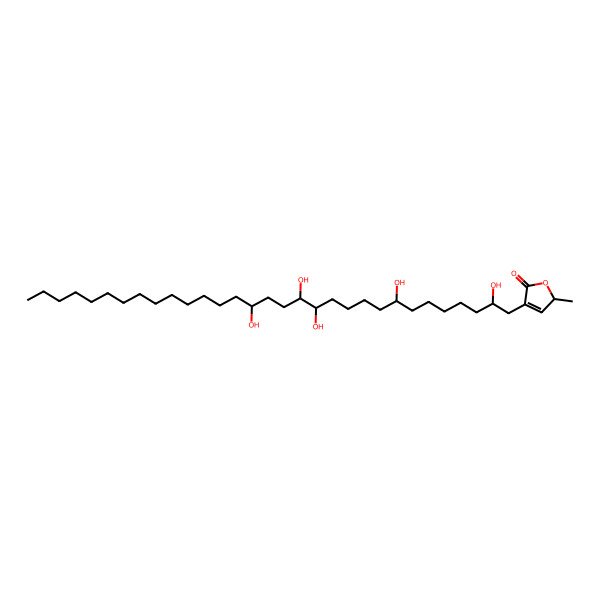2D Structure of 2-methyl-4-(2,8,13,14,17-pentahydroxyhentriacontyl)-2H-furan-5-one