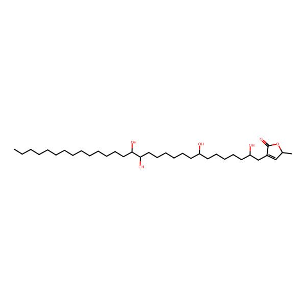 2D Structure of 2-methyl-4-(2,8,15,16-tetrahydroxytriacontyl)-2H-furan-5-one