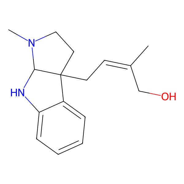 2D Structure of 2-Methyl-4-(3-methyl-1,2,3a,4-tetrahydropyrrolo[2,3-b]indol-8b-yl)but-2-en-1-ol