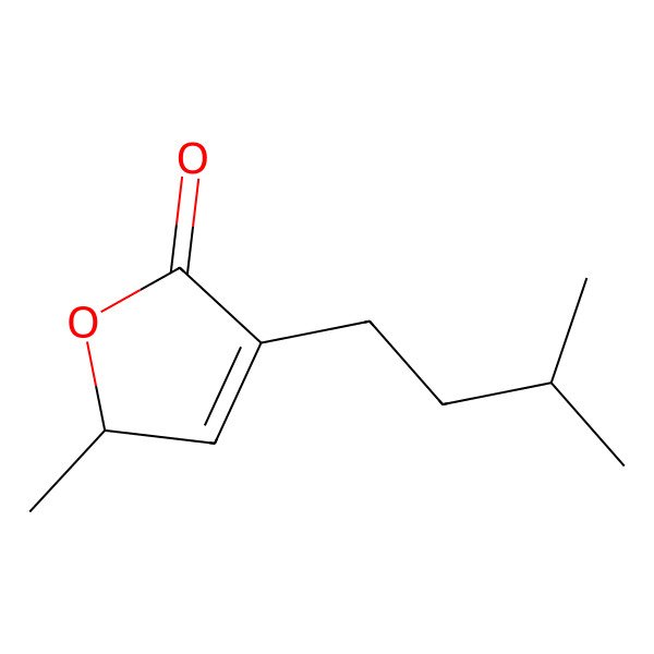 2D Structure of 2-methyl-4-(3-methylbutyl)-2H-furan-5-one
