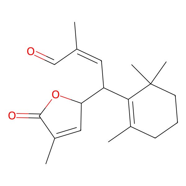 2D Structure of 2-methyl-4-(4-methyl-5-oxo-2H-furan-2-yl)-4-(2,6,6-trimethylcyclohexen-1-yl)but-2-enal