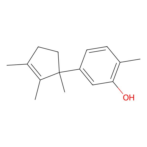 2D Structure of 2-Methyl-5-(1,2,3-trimethylcyclopent-2-en-1-yl)phenol
