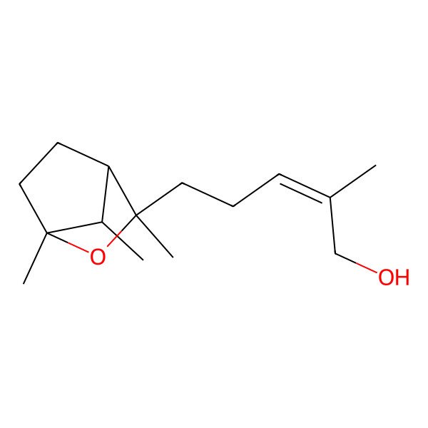 2D Structure of 2-Methyl-5-(1,3,7-trimethyl-2-oxabicyclo[2.2.1]heptan-3-yl)pent-2-en-1-ol