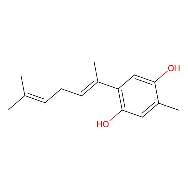 2D Structure of 2-methyl-5-[(2E)-6-methylhepta-2,5-dien-2-yl]benzene-1,4-diol