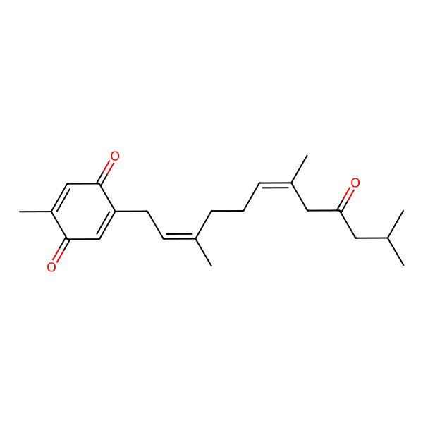 2D Structure of 2-methyl-5-[(2E,6E)-3,7,11-trimethyl-9-oxododeca-2,6-dienyl]cyclohexa-2,5-diene-1,4-dione