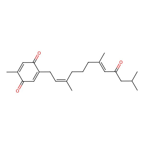 2D Structure of 2-methyl-5-[(2E,7Z)-3,7,11-trimethyl-9-oxododeca-2,7-dienyl]cyclohexa-2,5-diene-1,4-dione