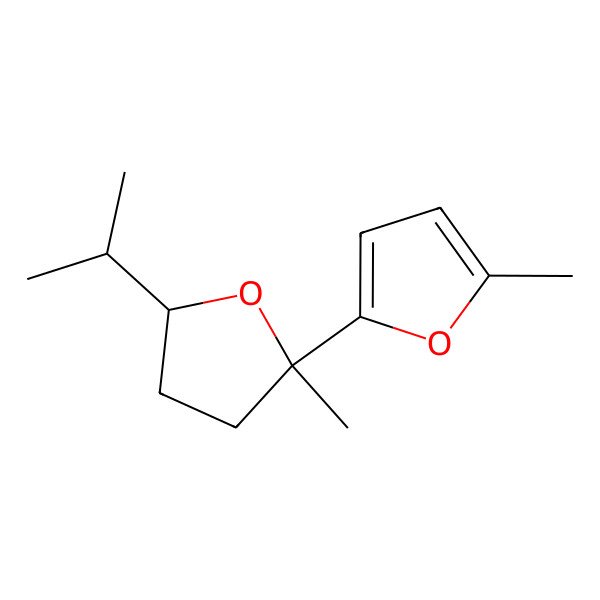 2D Structure of 2-Methyl-5-[(2R,5S)-2-methyl-5-(propan-2-yl)oxolan-2-yl]furan