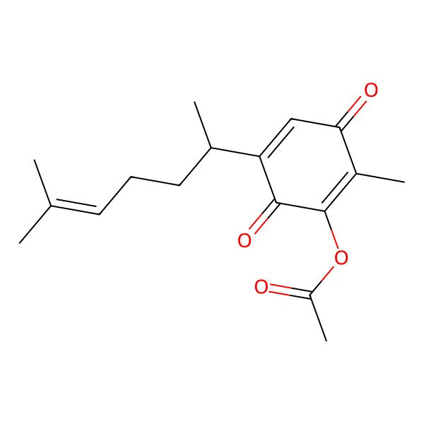2D Structure of [2-Methyl-5-(6-methylhept-5-en-2-yl)-3,6-dioxocyclohexa-1,4-dien-1-yl] acetate