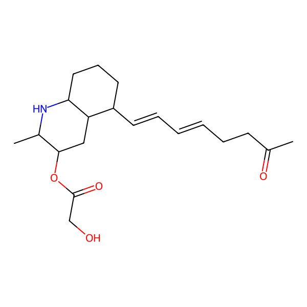 2D Structure of [2-Methyl-5-(7-oxoocta-1,3-dienyl)-1,2,3,4,4a,5,6,7,8,8a-decahydroquinolin-3-yl] 2-hydroxyacetate
