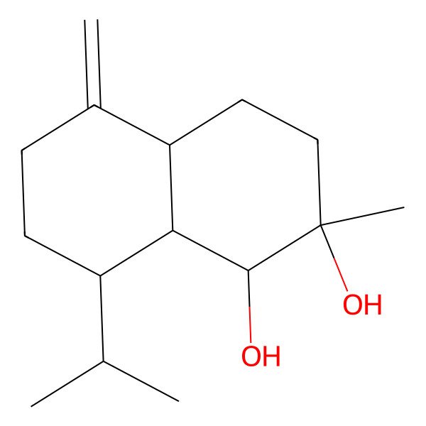 2D Structure of 2-Methyl-5-methylidene-8-propan-2-yl-1,3,4,4a,6,7,8,8a-octahydronaphthalene-1,2-diol 2D Structure of 2-Methyl-5-methylidene-8-propan-2-yl-1,3,4,4a,6,7,8,8a-octahydronaphthalene-1,2-diol