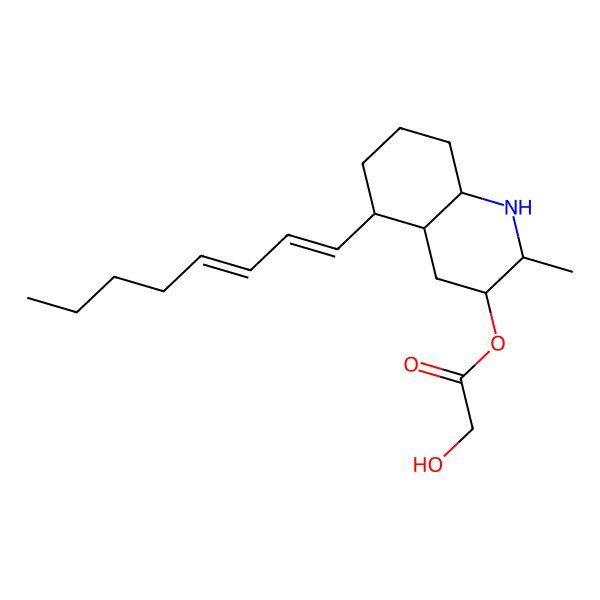 2D Structure of (2-Methyl-5-octa-1,3-dienyl-1,2,3,4,4a,5,6,7,8,8a-decahydroquinolin-3-yl) 2-hydroxyacetate