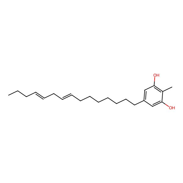 2D Structure of 2-Methyl-5-pentadeca-8,11-dienylbenzene-1,3-diol