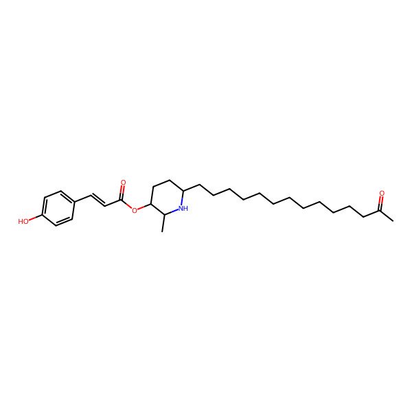 2D Structure of [2-Methyl-6-(13-oxotetradecyl)piperidin-3-yl] 3-(4-hydroxyphenyl)prop-2-enoate