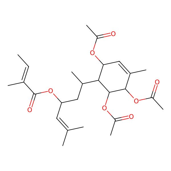 2D Structure of [2-Methyl-6-(2,5,6-triacetyloxy-4-methylcyclohex-3-en-1-yl)hept-2-en-4-yl] 2-methylbut-2-enoate