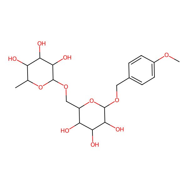 2D Structure of 2-Methyl-6-[[3,4,5-trihydroxy-6-[(4-methoxyphenyl)methoxy]oxan-2-yl]methoxy]oxane-3,4,5-triol