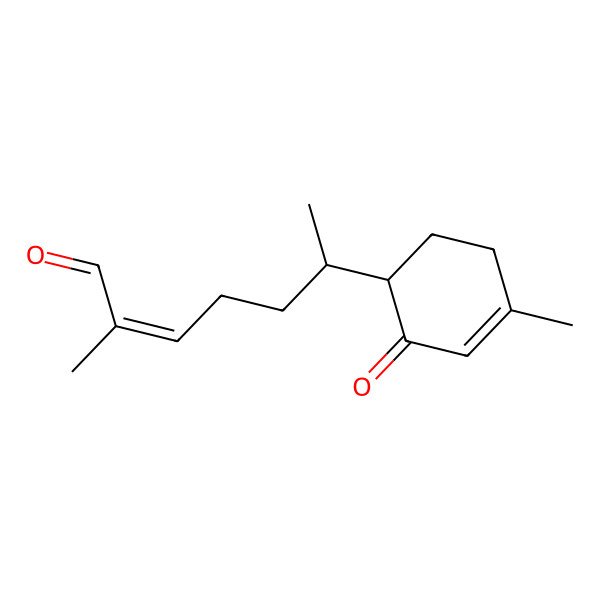 2D Structure of 2-Methyl-6-(4-methyl-2-oxocyclohex-3-en-1-yl)hept-2-enal