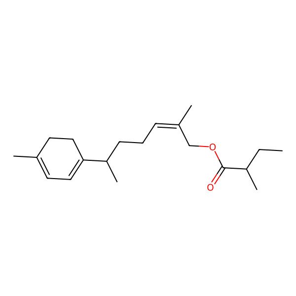 2D Structure of [2-Methyl-6-(4-methylcyclohexa-1,3-dien-1-yl)hept-2-enyl] 2-methylbutanoate