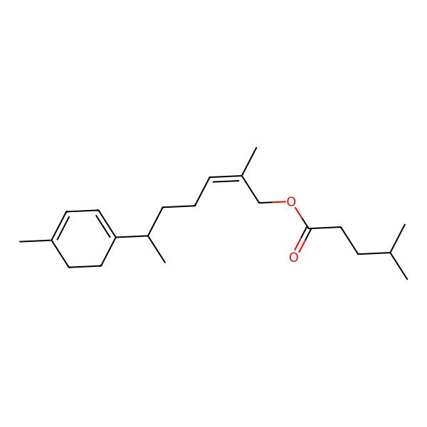 2D Structure of [2-Methyl-6-(4-methylcyclohexa-1,3-dien-1-yl)hept-2-enyl] 4-methylpentanoate