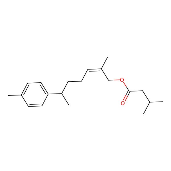 2D Structure of [2-Methyl-6-(4-methylphenyl)hept-2-enyl] 3-methylbutanoate