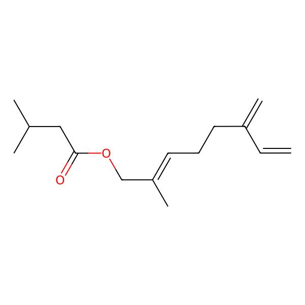 2D Structure of (2-Methyl-6-methylideneocta-2,7-dienyl) 3-methylbutanoate 2D Structure of (2-Methyl-6-methylideneocta-2,7-dienyl) 3-methylbutanoate