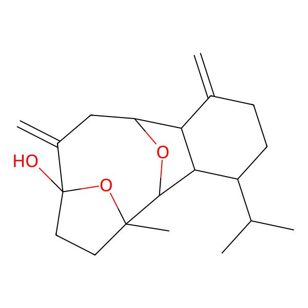 2D Structure of 2-Methyl-6,10-dimethylidene-13-propan-2-yl-15,16-dioxatetracyclo[6.6.1.12,5.09,14]hexadecan-5-ol