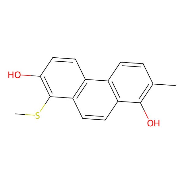 2D Structure of 2-Methyl-8-methylsulfanylphenanthrene-1,7-diol