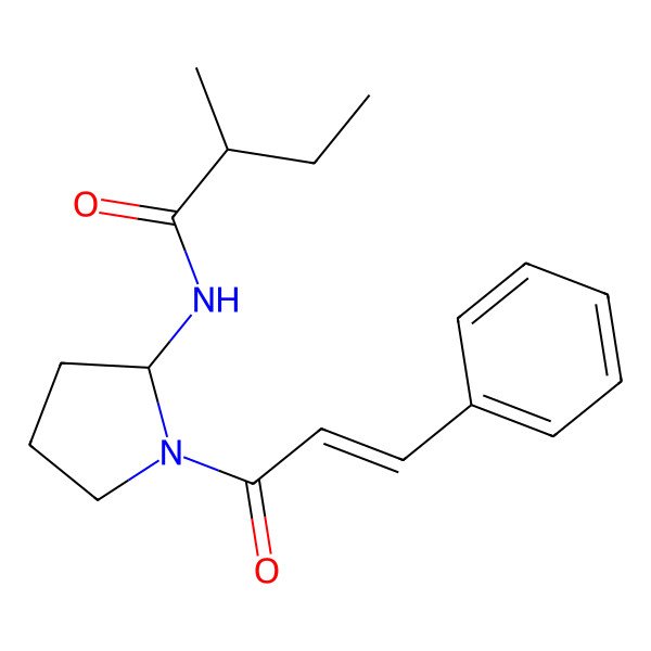 2D Structure of 2-methyl-N-[1-(3-phenylprop-2-enoyl)pyrrolidin-2-yl]butanamide