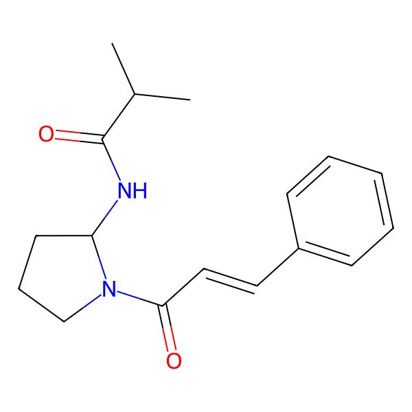2D Structure of 2-methyl-N-[(2S)-1-[(E)-3-phenylprop-2-enoyl]pyrrolidin-2-yl]propanamide