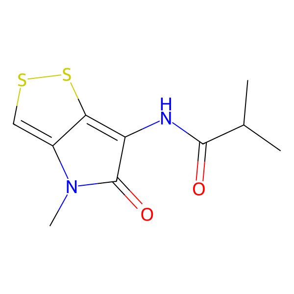 2D Structure of 2-methyl-N-(4-methyl-5-oxodithiolo[4,3-b]pyrrol-6-yl)propanamide