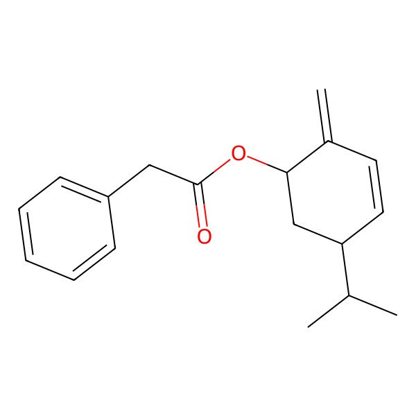 2D Structure of (2-Methylidene-5-propan-2-ylcyclohex-3-en-1-yl) 2-phenylacetate 2D Structure of (2-Methylidene-5-propan-2-ylcyclohex-3-en-1-yl) 2-phenylacetate