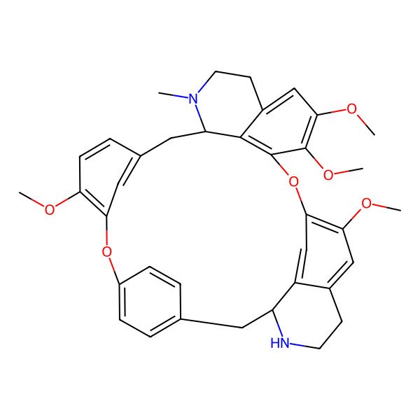 2D Structure of (1S,14R)-9,20,21,25-tetramethoxy-15-methyl-7,23-dioxa-15,30-diazaheptacyclo[22.6.2.23,6.18,12.114,18.027,31.022,33]hexatriaconta-3(36),4,6(35),8,10,12(34),18,20,22(33),24,26,31-dodecaene