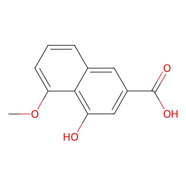 2D Structure of 2-Naphthalenecarboxylic acid, 4-hydroxy-5-methoxy-