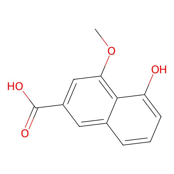 2D Structure of 2-Naphthalenecarboxylic acid, 5-hydroxy-4-methoxy-