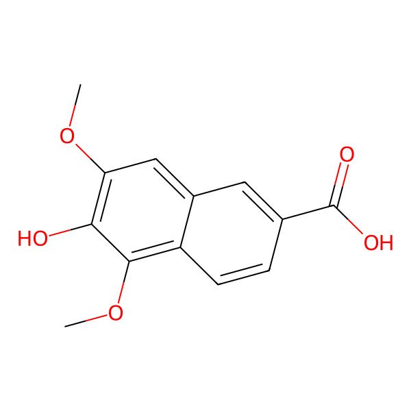 2D Structure of 2-Naphthalenecarboxylic acid, 6-hydroxy-5,7-dimethoxy-