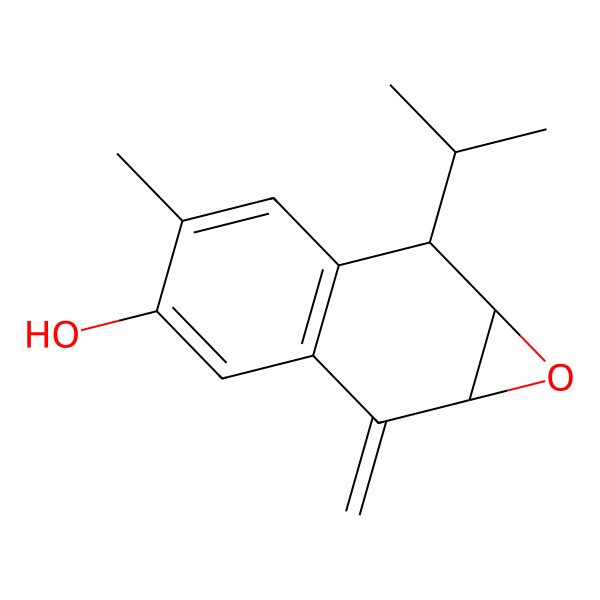 2D Structure of Naphth(2,3-b)oxiren-4-ol, 1a,2,7,7a-tetrahydro-5-methyl-2-methylene-7-(1-methylethyl)-