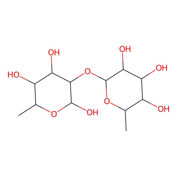 2D Structure of 2-O-(alpha-L-rhamnopyranosyl)-alpha-L-rhamnopyranose