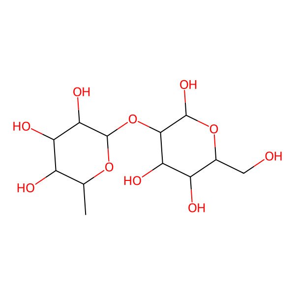 2D Structure of 2-O-alpha-L-Rhamnopyranosyl-D-glucopyranose