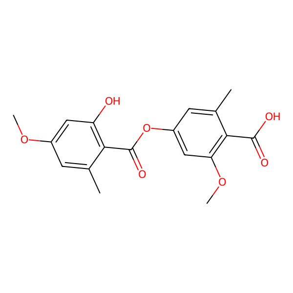 2D Structure of 4-(2-Hydroxy-4-methoxy-6-methylbenzoyl)oxy-2-methoxy-6-methylbenzoic acid