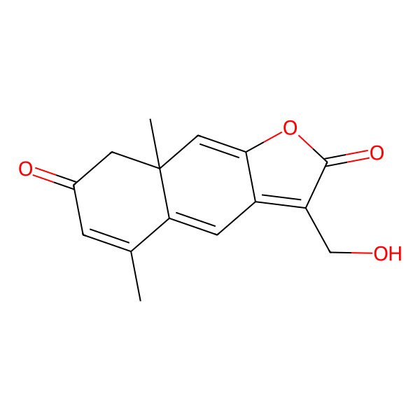 2D Structure of 2-One-13-hydroxy-3,5,8,7(11)-eudesmatetraen-12,8-olide