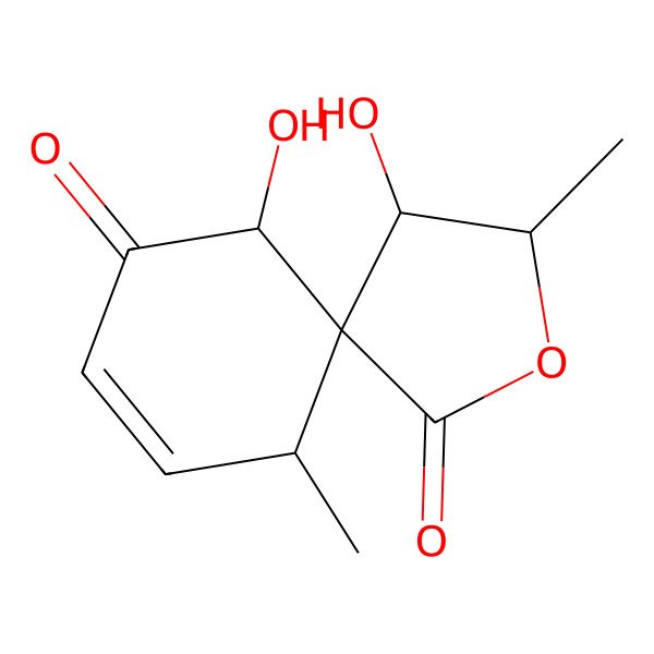 2D Structure of 2-Oxa-spiro[4.5]dec-8-ene-1,7-dione, 4,6-dihydroxy-3,10-dimethyl-