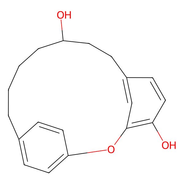 2D Structure of 2-Oxatricyclo[13.2.2.13,7]eicosa-3,5,7(20),15,17,18-hexaene-4,10-diol