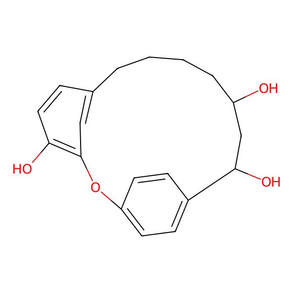 2D Structure of 2-Oxatricyclo[13.2.2.13,7]icosa-1(17),3,5,7(20),15,18-hexaene-4,12,14-triol